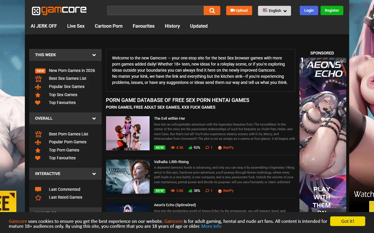 Screenshot of Gamcore